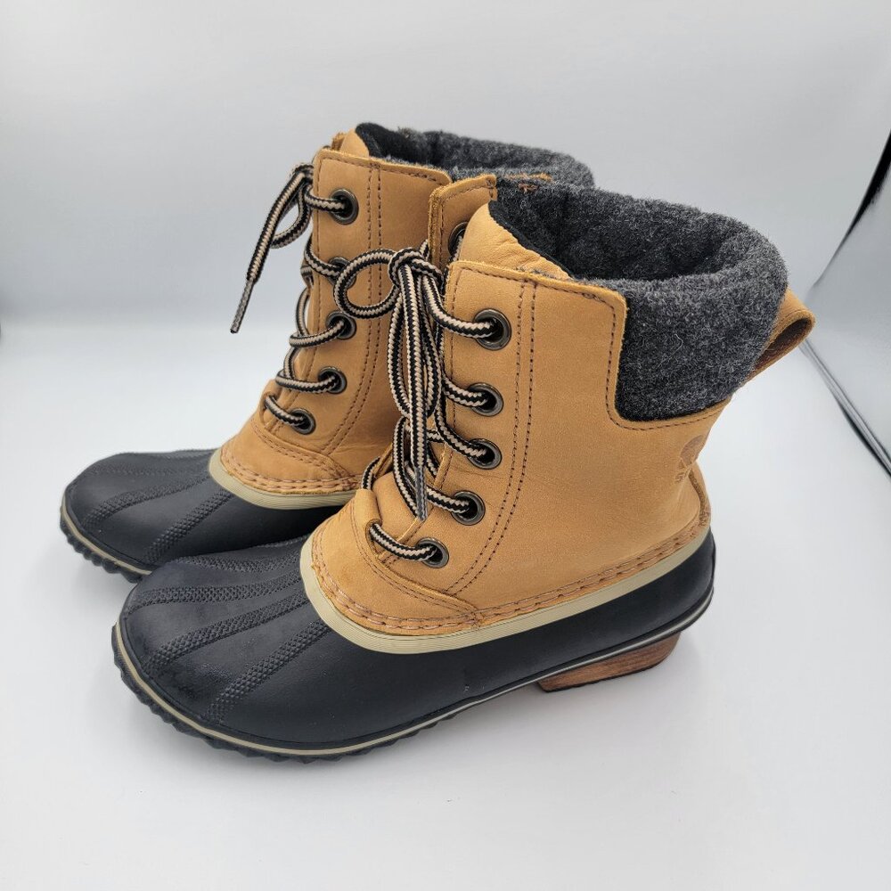 Sorel Slimpack II Waterproof Tan Leather Lace-Up Winter Boots Size 7